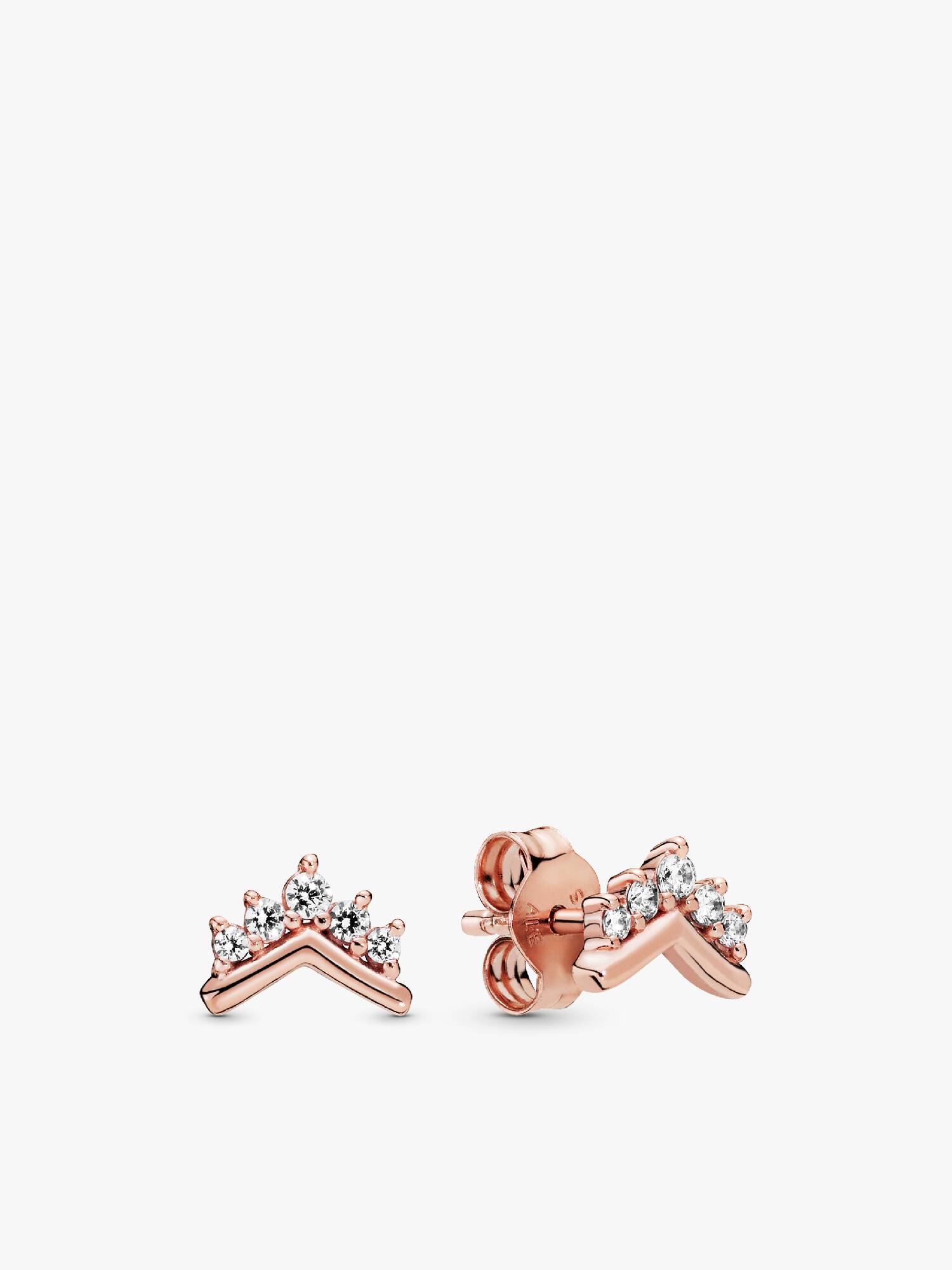 Tiara wishbone 14k rose gold-plated stud earrings with clear cubic zirconia