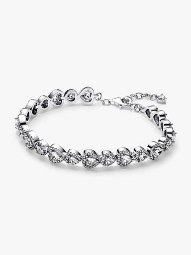 Bracelete Fileira de Corações Brilhantes