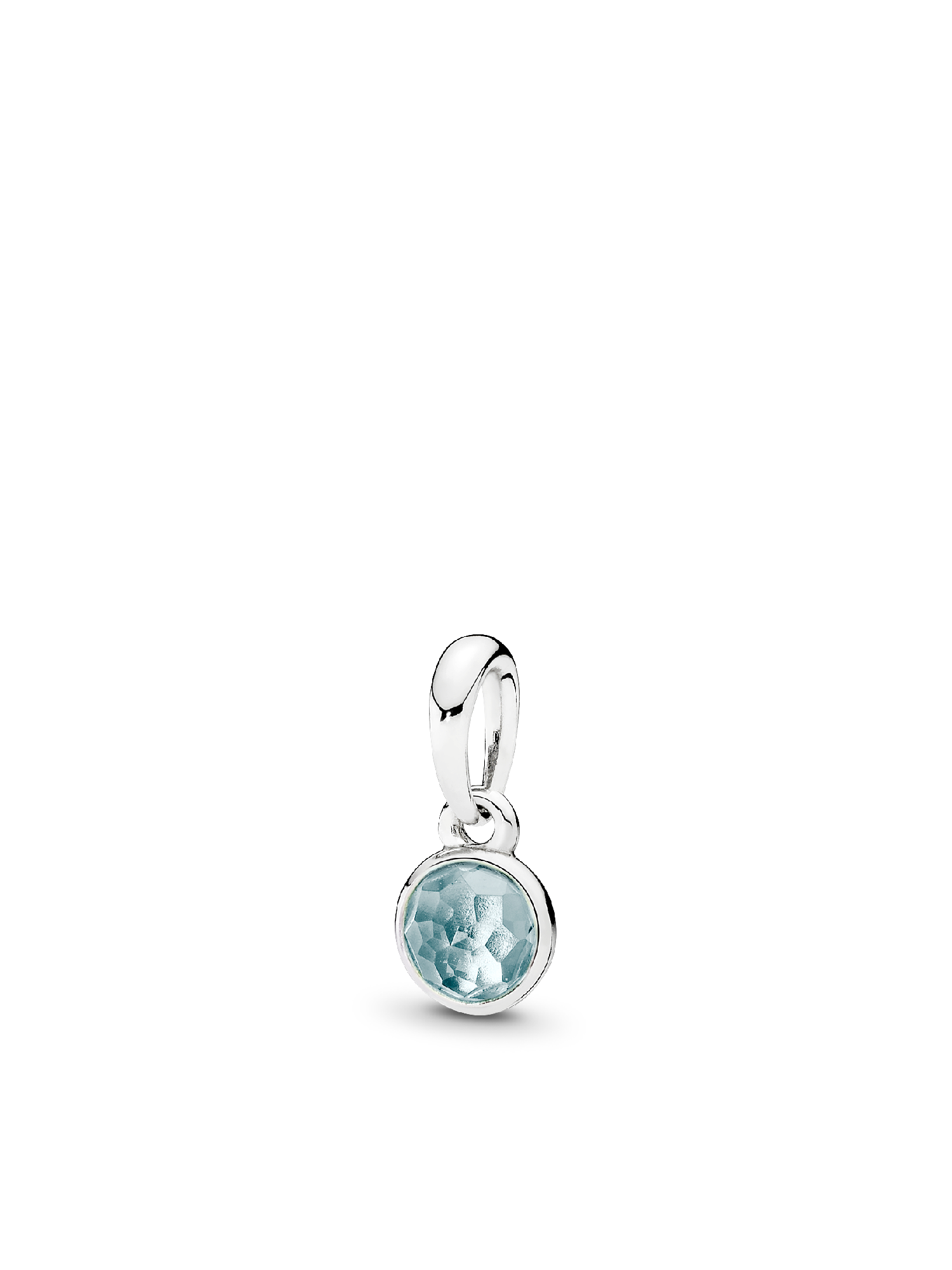 March birthstone silver pendant with aqua blue crystal