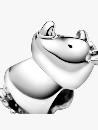 Rhinoceros silver charm