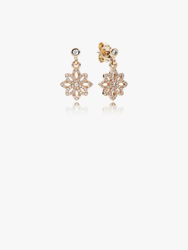 Floral earrings in 14k with clear cubic zirconia