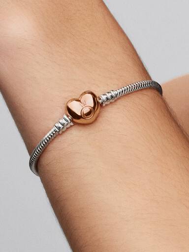 Pulseira Corrente Snake com Fecho de Coração