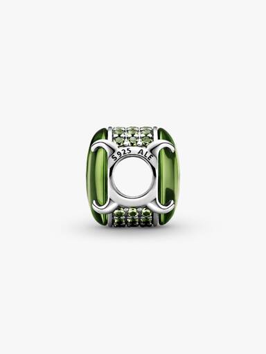 Sterling silver charm with light green and kiwi limegreen crystal