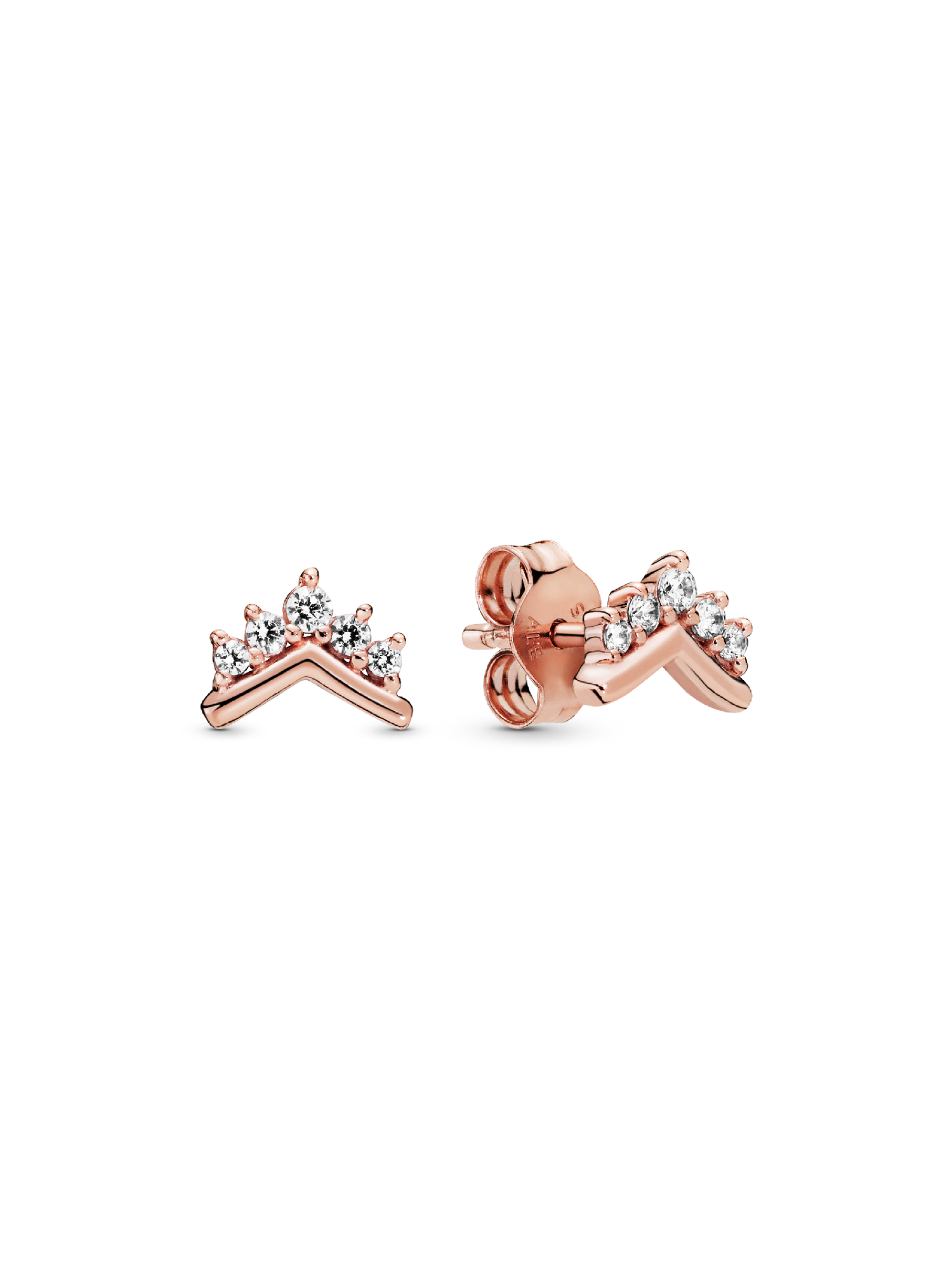 Tiara wishbone 14k rose gold-plated stud earrings with clear cubic zirconia