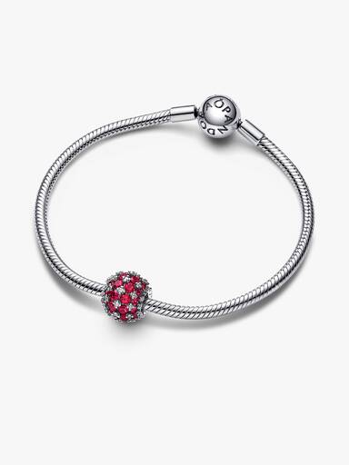 Charm Esférico Brilhante Vermelho com Zircônia Cúbica