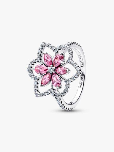 Anel Maxi Flor Rosa Cintilante