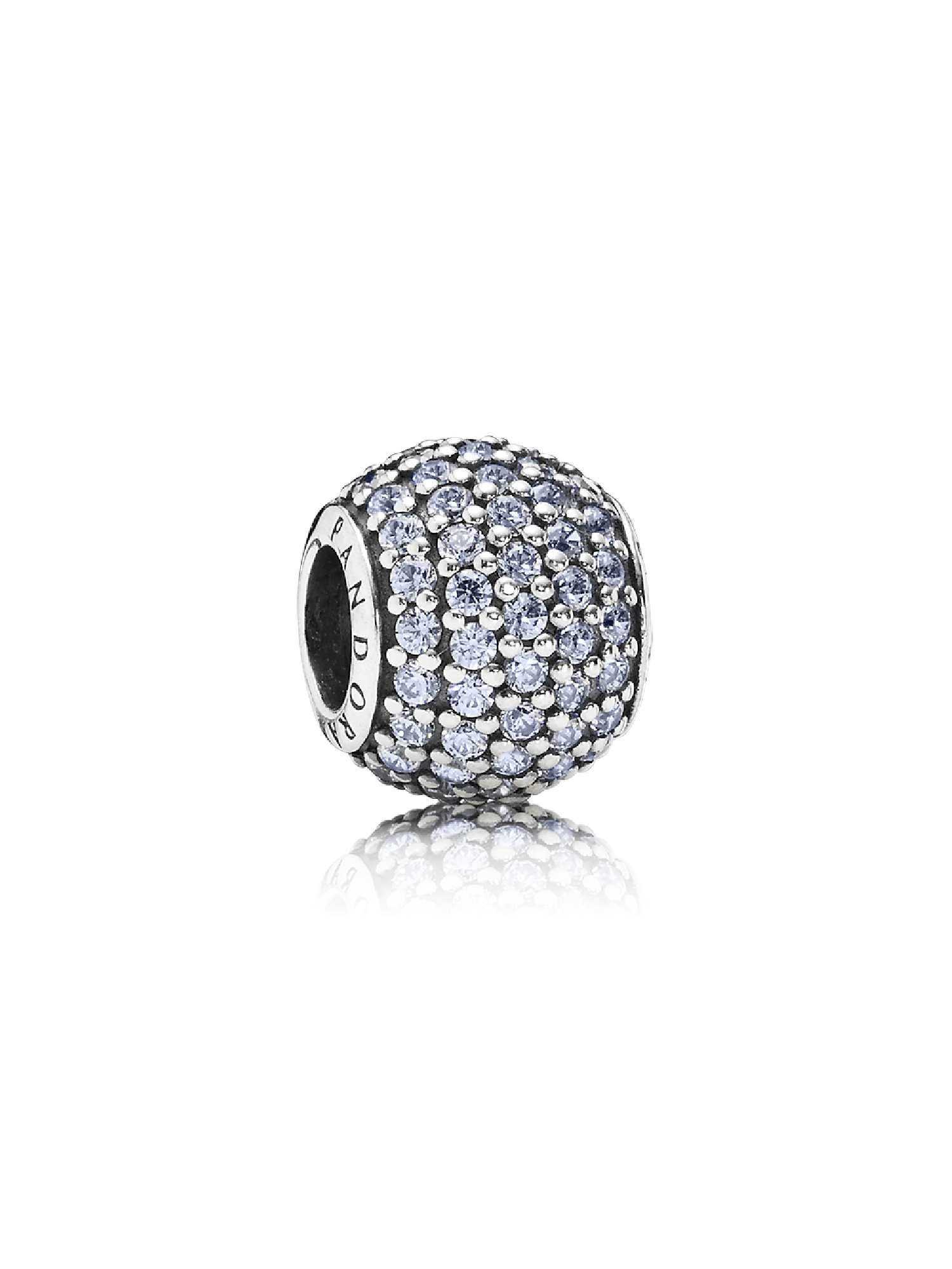 Abstract silver pave charm with lavender cubic zirconia