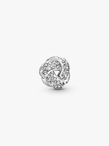 Love knot silver petite element with clear cubic zirconia