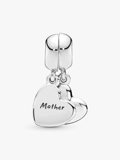 Charm Pendente de Mãe e Filho com Coração Dividido