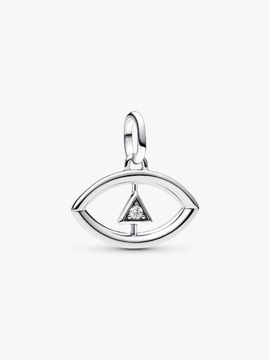 Charm Medalhão Olho com Zircônias Cúbicas Transparentes Pandora Me