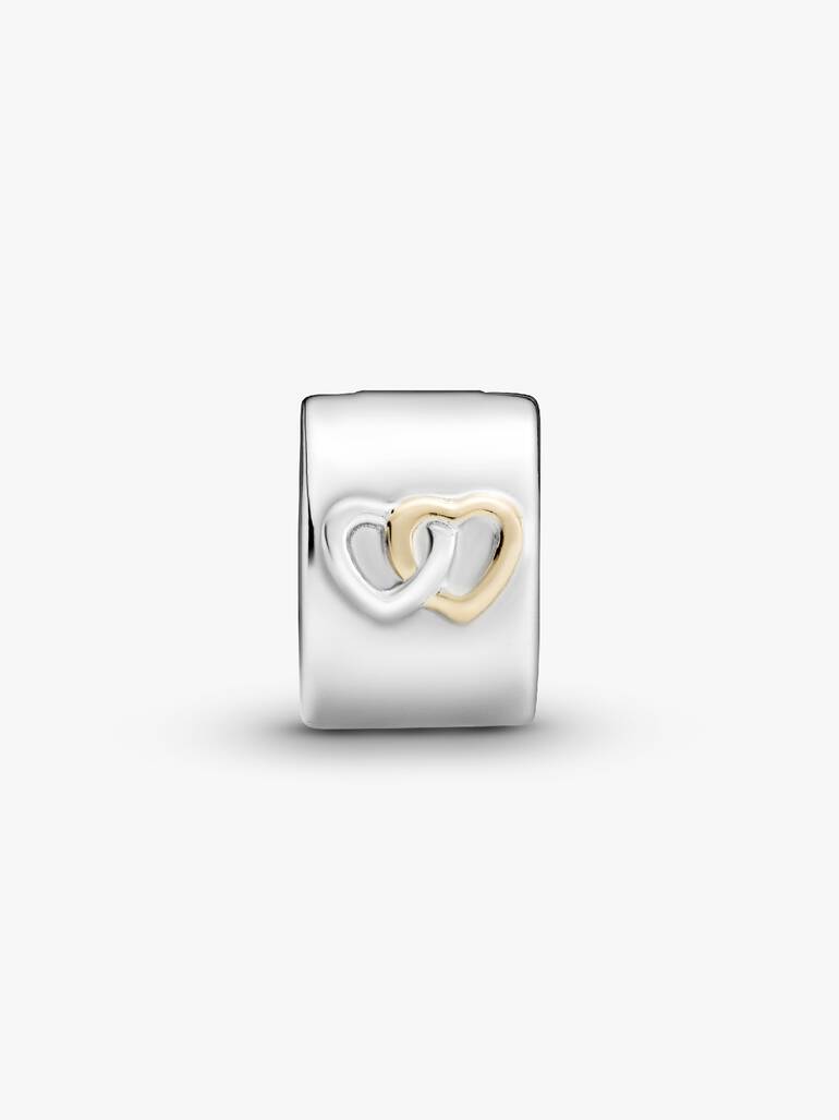 Interlocked hearts silver clip with 14k