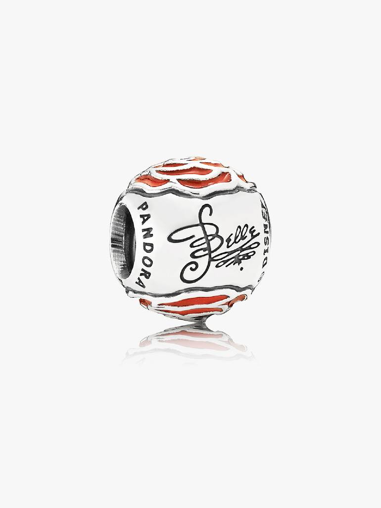 Disney Belle Enchanted rose silver charm with red enamel