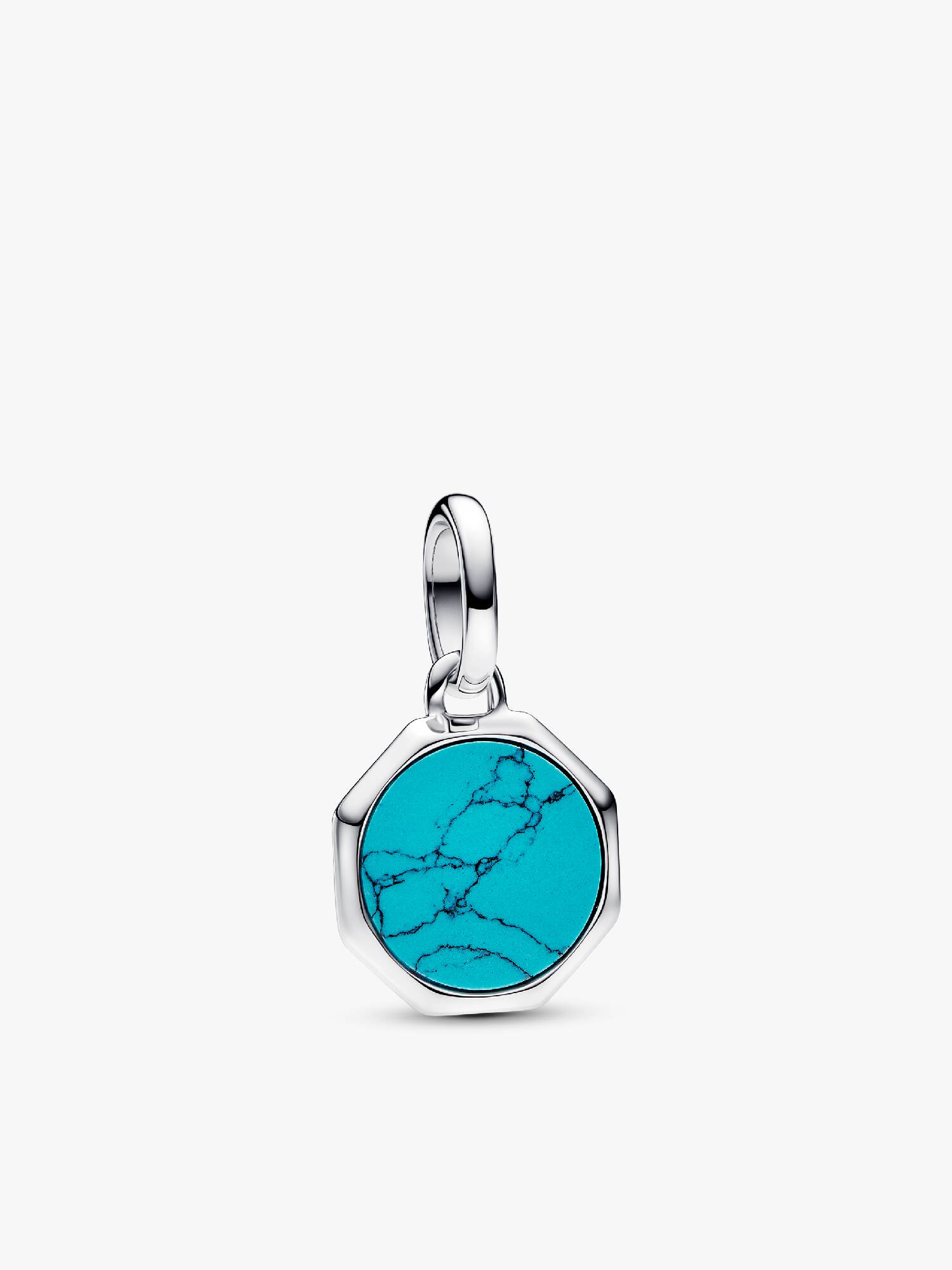 Mini Charm Medalhão Gravável Turquesa