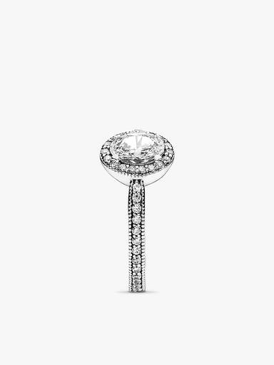 Silver ring with clear cubic zirconia
