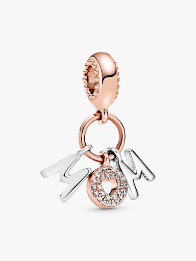 Mum 14k rose gold-plated and sterling silver dangle with clear cubic zirconia