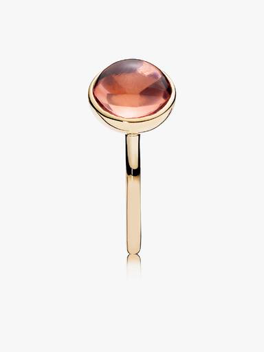Anel Poetic Droplet, ouro 14k e Blush Rosa Cristal