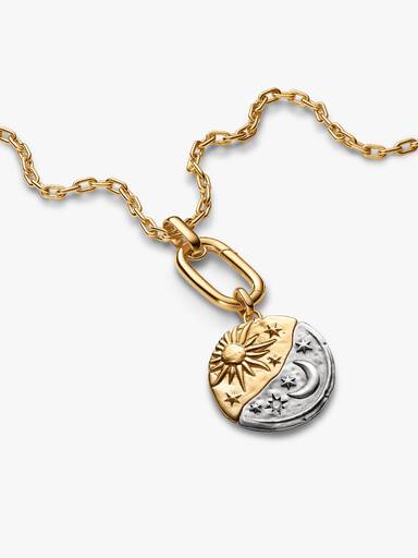 Charm Medalhão Maxi Lua e Sol em Dois Tons