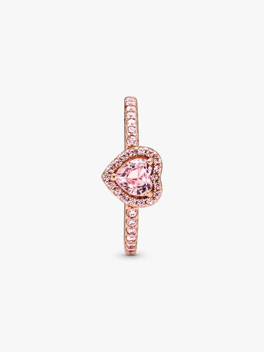 Anel Coração Rosa Elevado