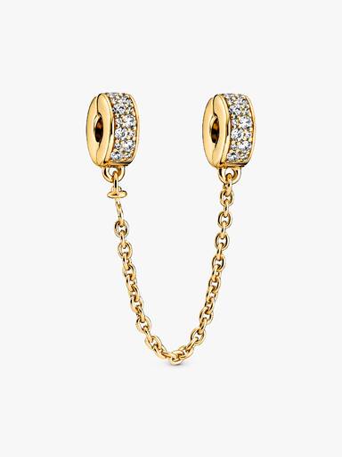 14k Gold-plated safety chain with clear cubic zirconia and silicone grip