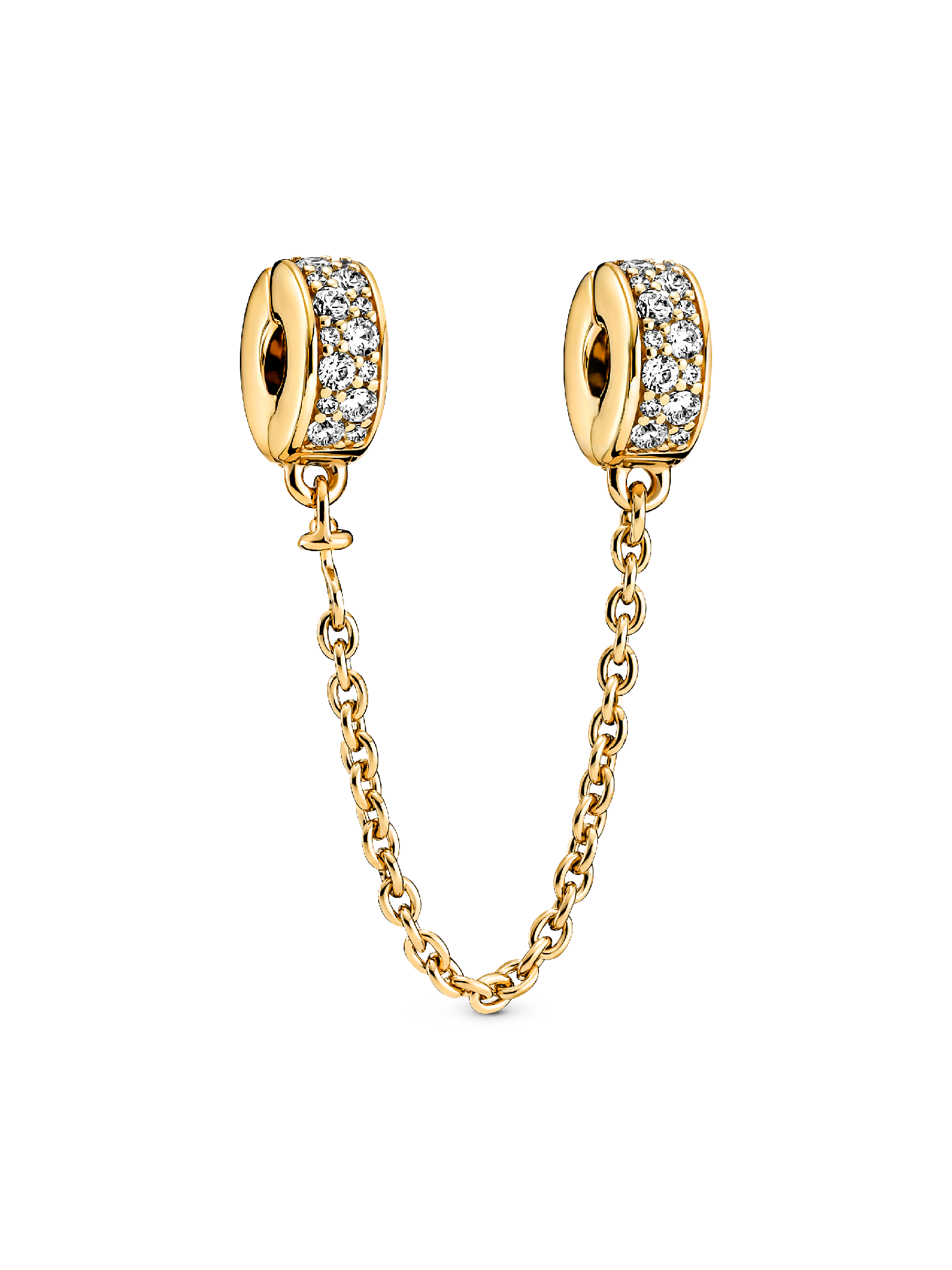 14k Gold-plated safety chain with clear cubic zirconia and silicone grip