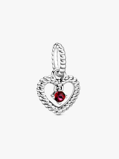 Heart sterling silver dangle with blazing red crystal