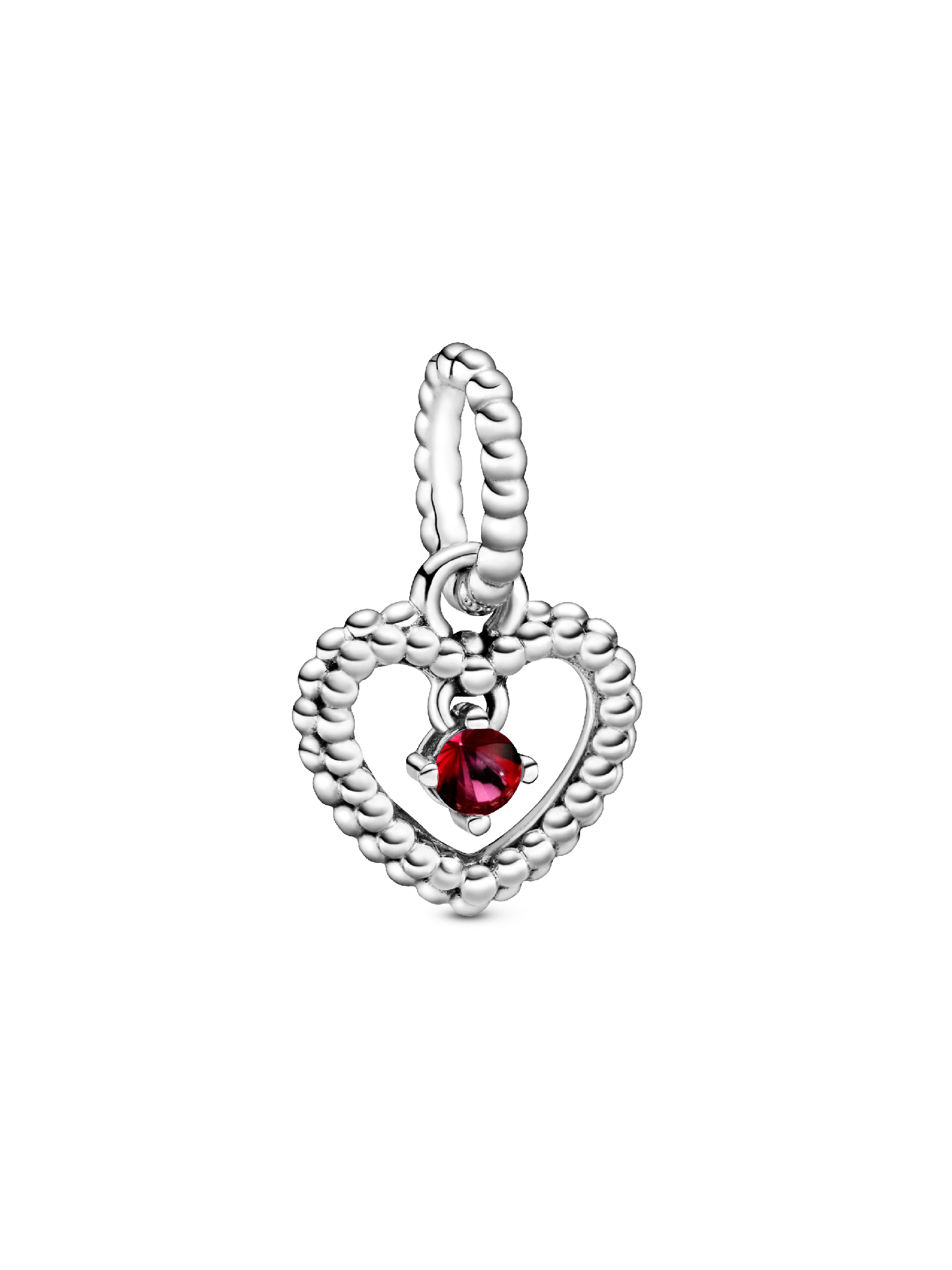 Heart sterling silver dangle with blazing red crystal