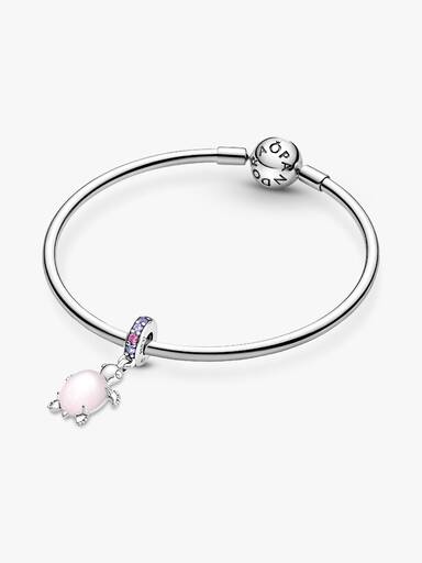 Charm pendente de tartaruga marinha rosa em vidro de Murano