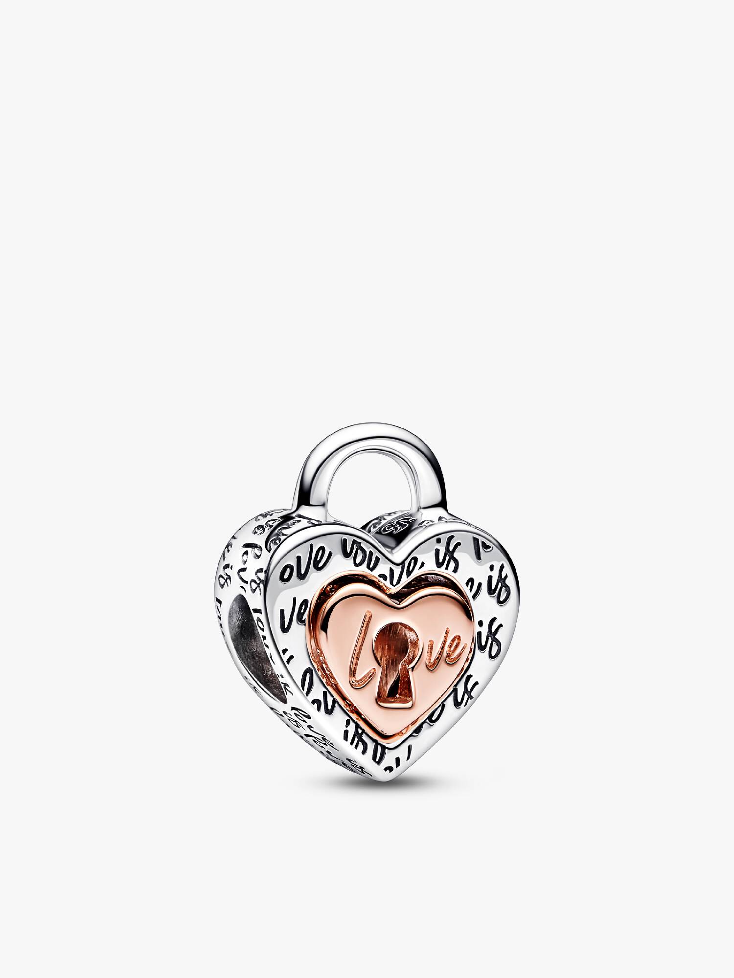 Charm Divisível Coração em Dois Tons