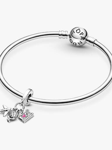 Charm pendente de avião, globo e mala