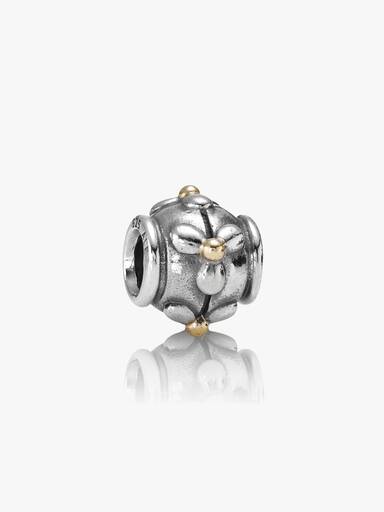 Floral silver charm with 14k