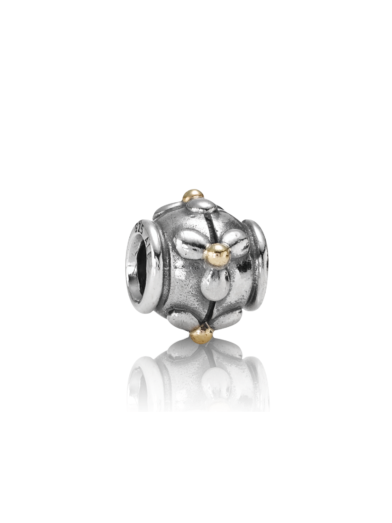 Floral silver charm with 14k