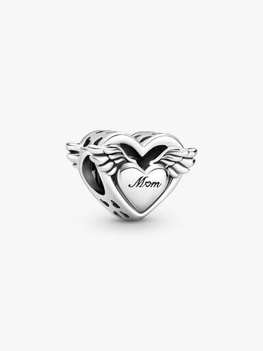 Charm Coração Com Asas de Anjo "Mamãe"
