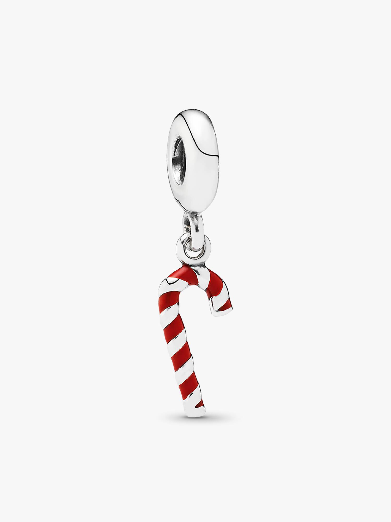 Candy cane silver dangle with red enamel