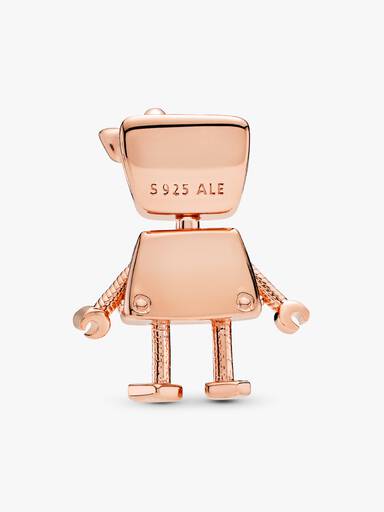 Robot girl 14k rose gold-plated charm with pink enamel