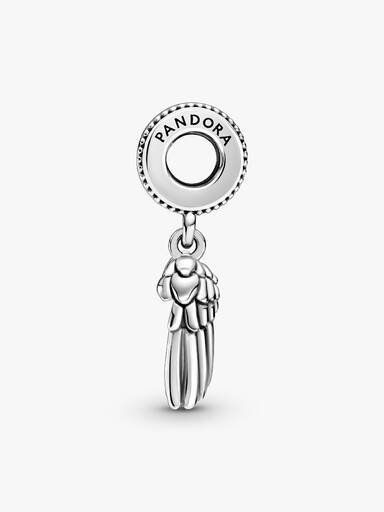 Heart and wings silver and 14k rose gold-plated dangle with 0.009 ct TW GHI SI1+ round brilliant-cut lab-grown diamond