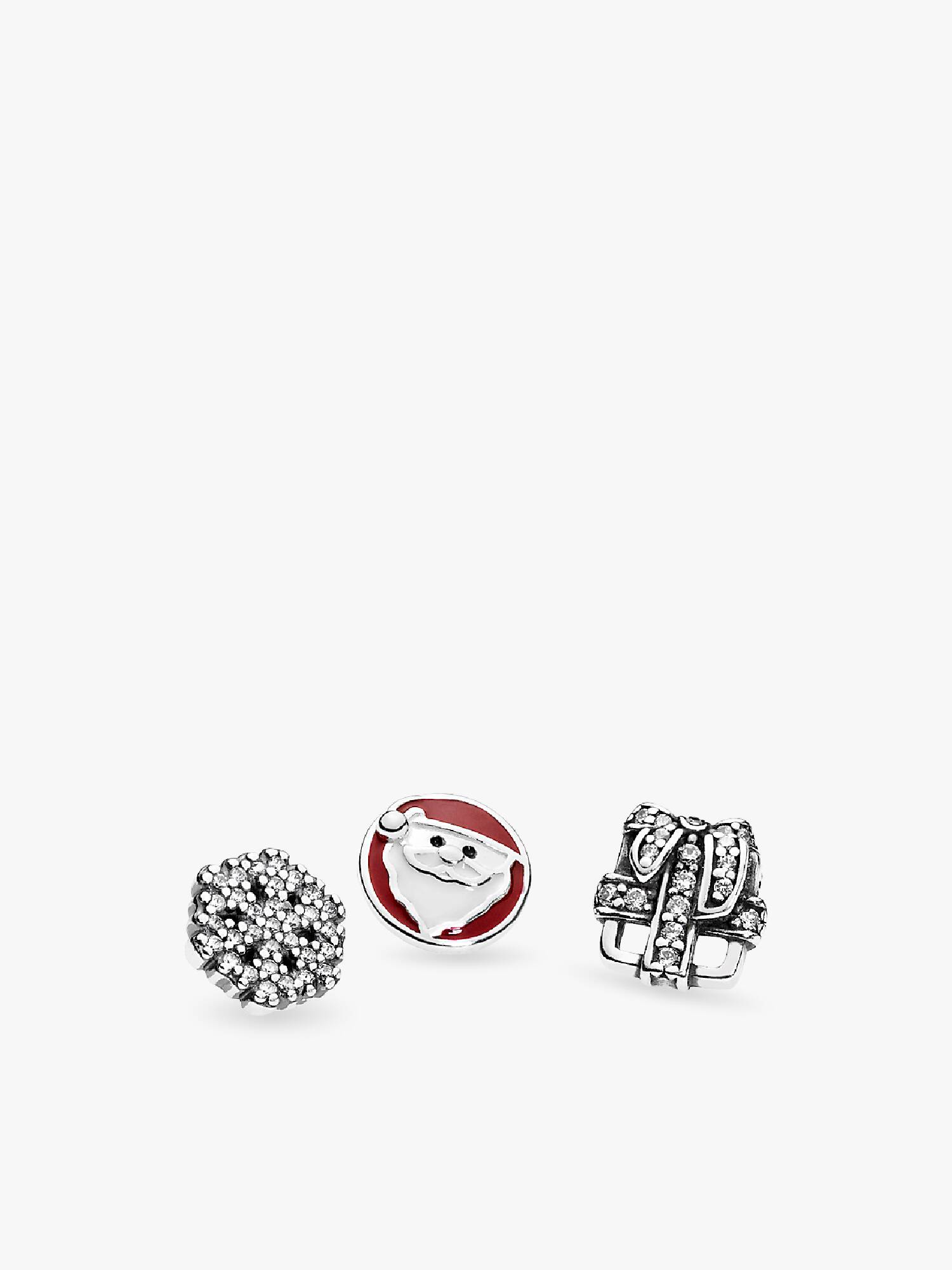 Petite elements pack in silver with Santa with mixed enamel colours, snowflake with clear CZ and silver gift with clear CZ