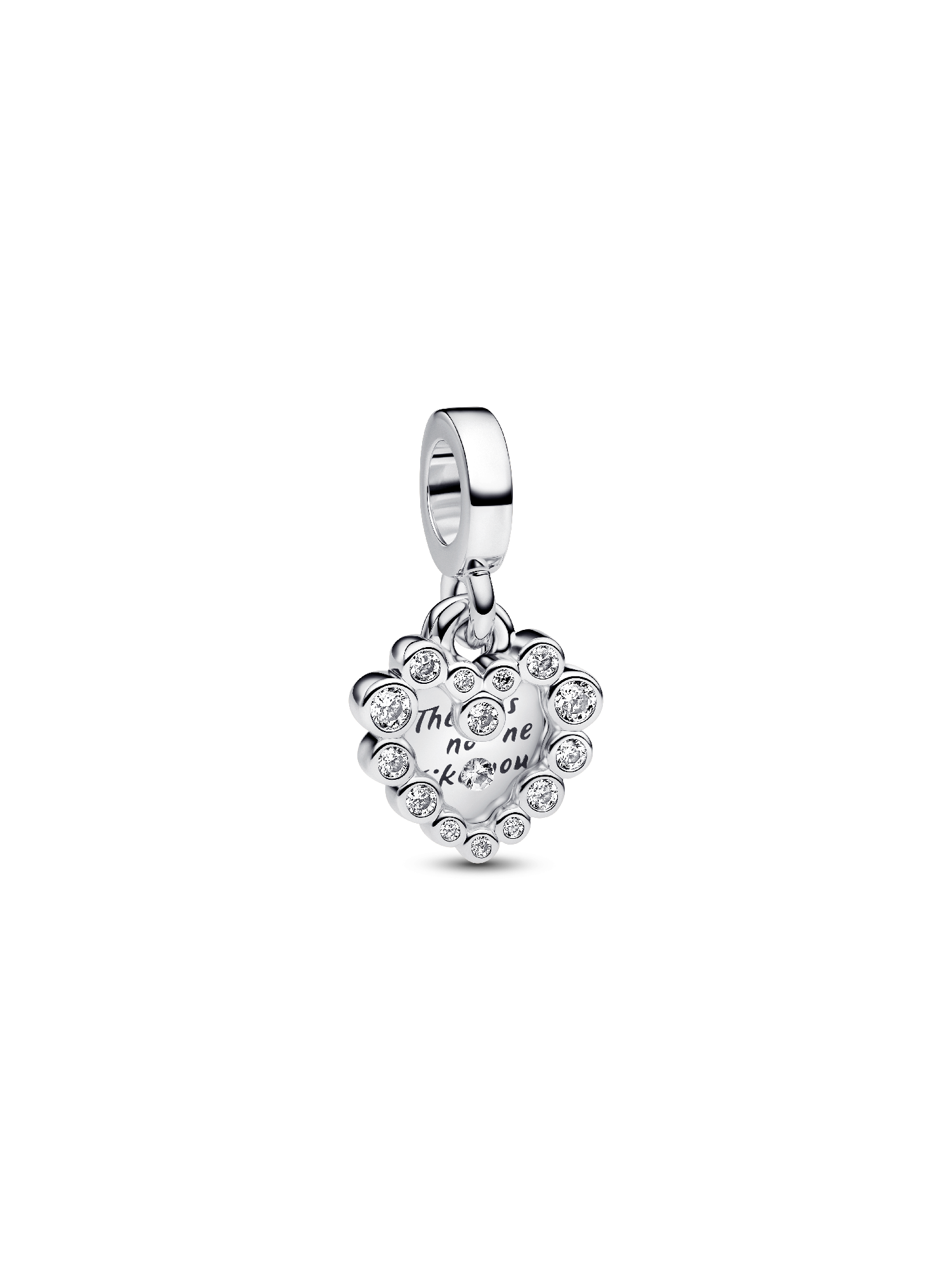 Charm pendente duplo com coração brilhante