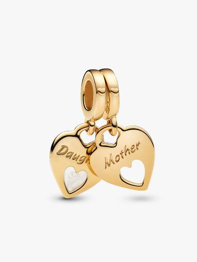 Charm pendente com coração duplo dividido