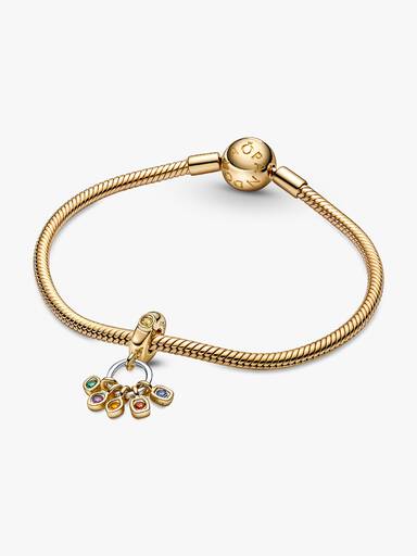 Marvel Infinity 14k gold-plated and sterling silver dangle with royal green, royal blue, salsa red, royal purple, honey coloured and blazing