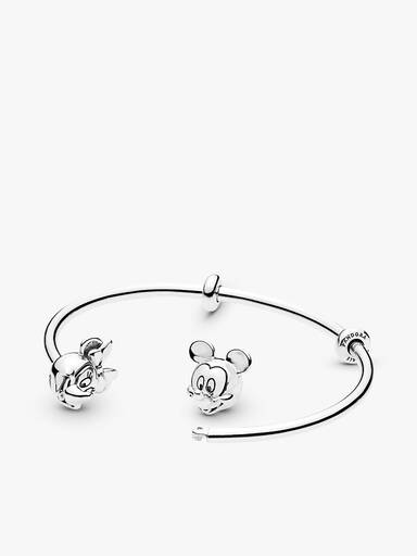 Disney Pandora Moments Mickey Mouse e Minnie Mouse Aberto Bracelete Rígido