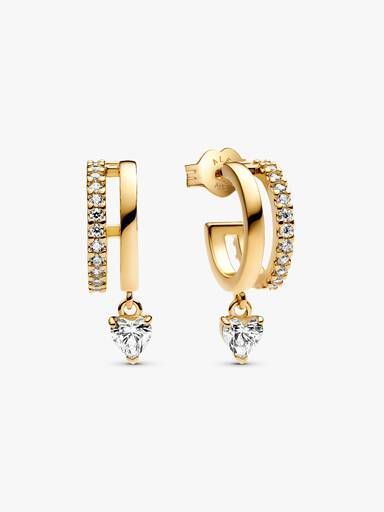 Brincos de argola com coração pendente