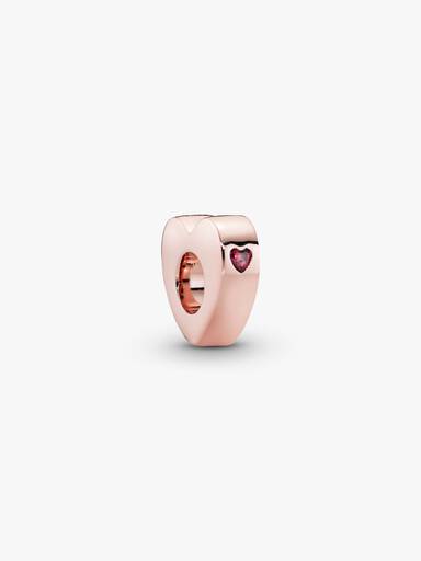 You & me heart-shaped PANDORA Rose spacer with red cubic zirconia