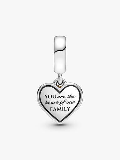 Charm Pendente de dos Tonos Árbol de Familia Y Coração
