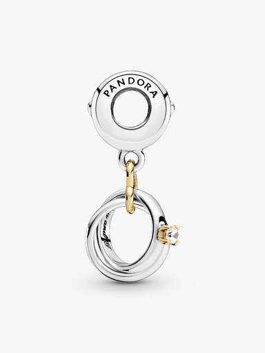Charm Pendente de dos Tonos Anels de Boda En ouro 14k