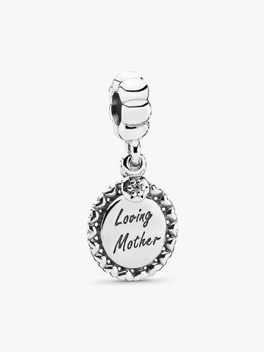 Loving mother silver dangle with cubic zirconia