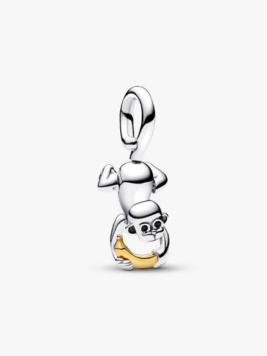 Charm Pendente Macaco Pendurado em Dois Tons