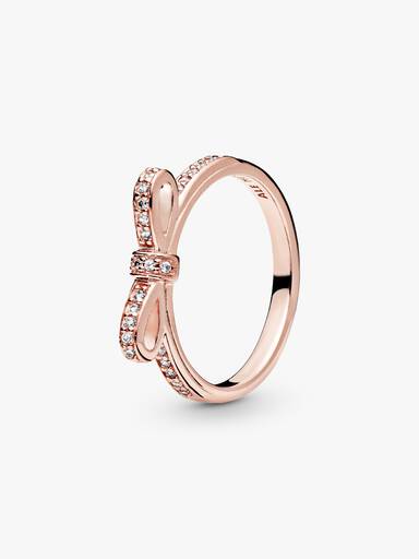 Bow PANDORA Rose ring with cubic zirconia