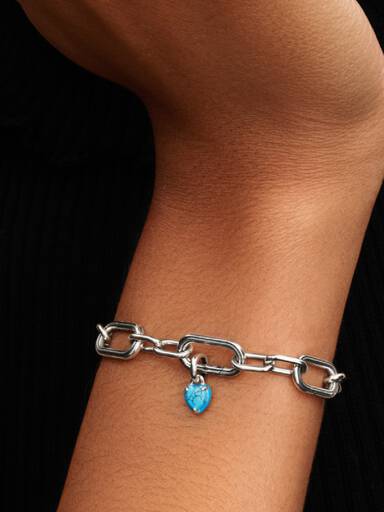 Charm pendente mini coração cor turquesa