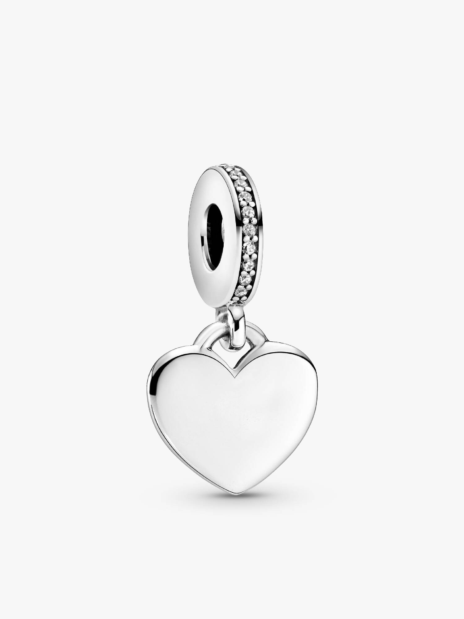 Charm pendente gravável com plaquinha de coração.