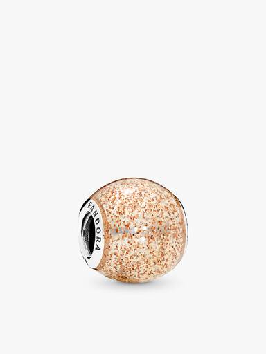 Silver charm with rose golden glitter enamel